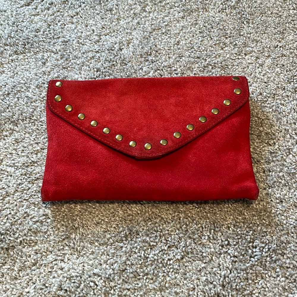 Closing closet. Make your offer and it’s yours! 
Red JCrew suede leather clutch